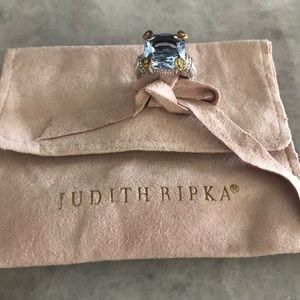 Judith Ripka Sterling Silver Blue Crystal Ring